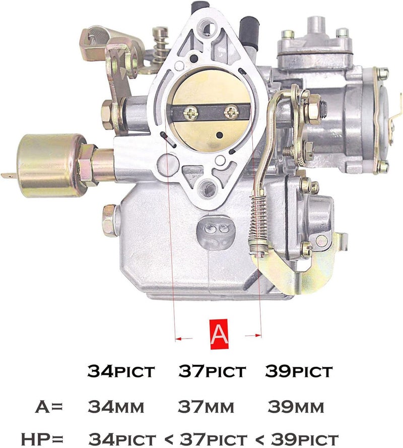 THUNDERMINGO 37 Pict-3 Carburetor For VW Beetles Super Beetles 1971-1979 Dual Port 1600cc Air Cooled Type 12V Engine Electric Choke Volkswagen Bug Bus Thing Karmann Ghia Sedan Kombi, SOLEX 37MM 113129031K - Image 2
